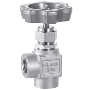 日本Fujikin富士金 带面板螺母的手动角针阀US-327PA-R